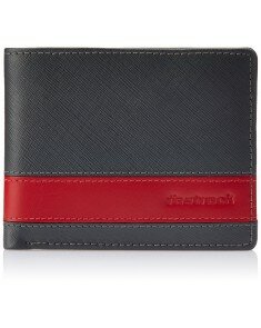 Fastrack Men's Leather Grey With Red Strip Wallet - C0381LGY01